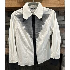 Women’s SAMUEL DONG Black/White Long Sleeve Button Up Shirt Size S *B7